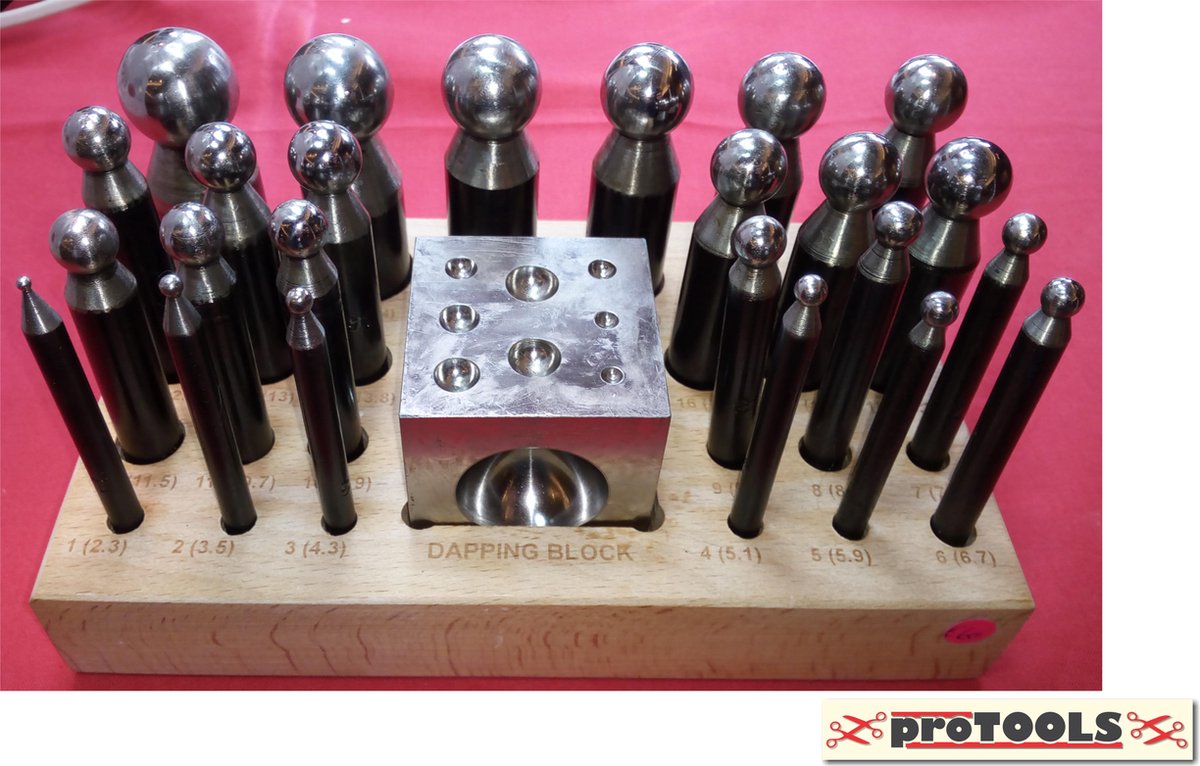 Bolponsenset: 24 x bolpons  met ank en houder | Dapping set 26 pcs - proTOOLS  item 2265